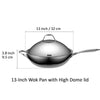 Cooks Standard Wok Pan Stainless Steel, 13-Inch Multi-Ply Clad Stir Fry Pan with High Dome lid, Silver