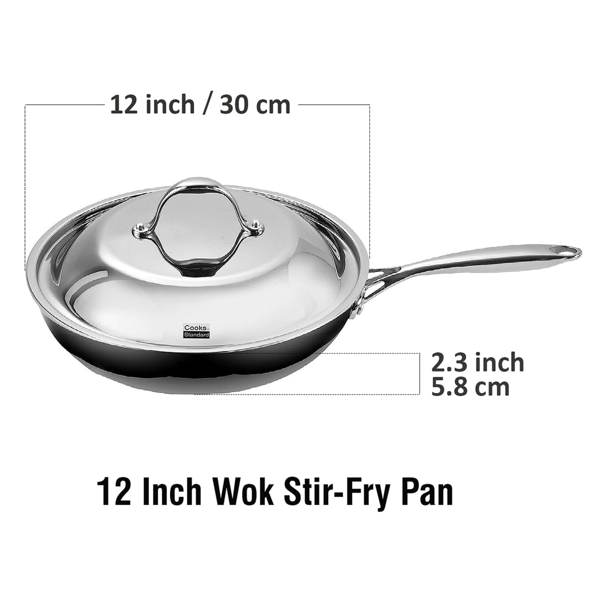 Cooks Standard Nonstick Stir-Fry Wok Pan 11-Inch, Hard Anodized Deep Frying  Pan with Glass Lid, Flat Bottom, Black