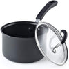 Cook N Home Nonstick Saucepan Sauce Pot with Lid Professional Hard Anodized 1.5 Quart , Oven safe - Stay Cool Handles , Black