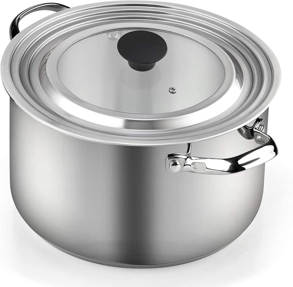 Cook N Home Stainless Steel with Glass Center Universal Lid fits 8, 10. 25, 11, & 12