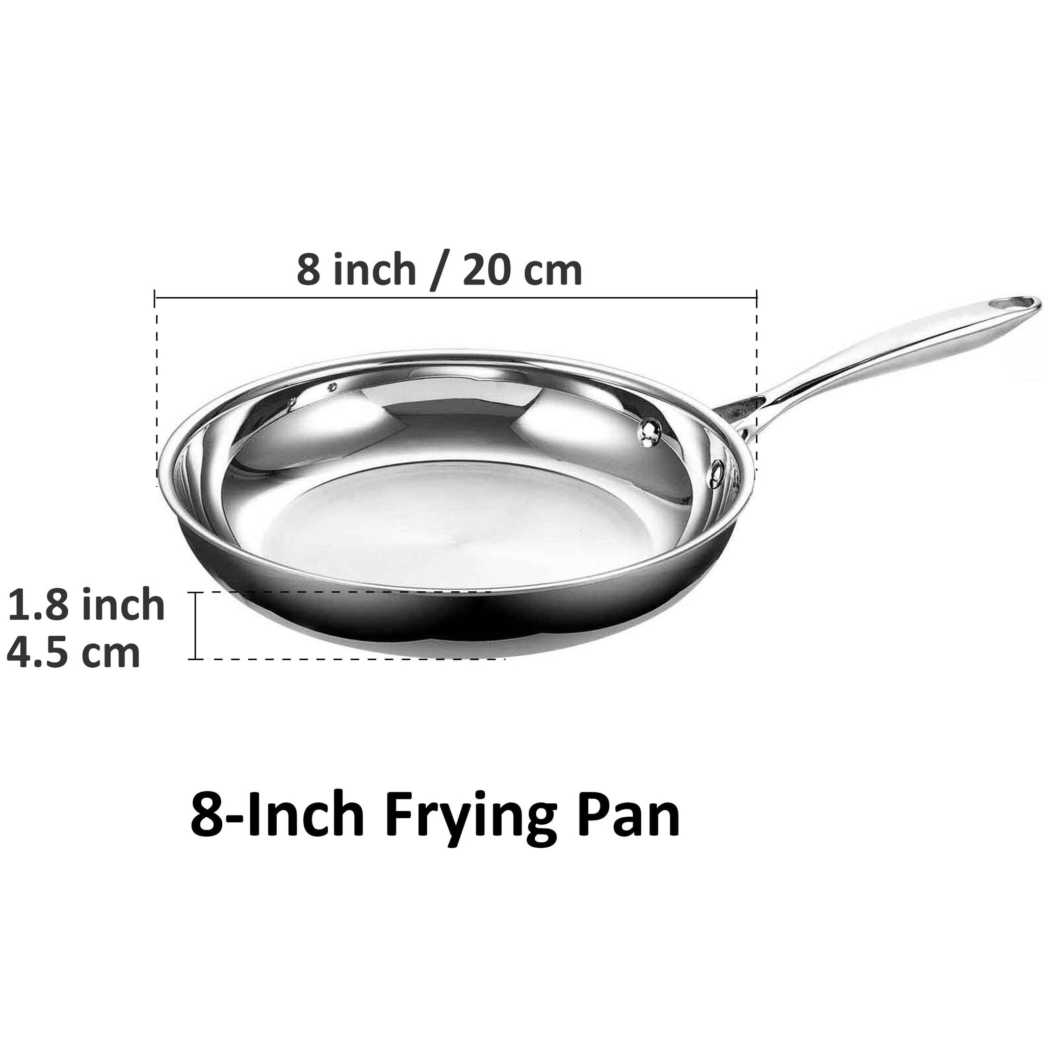 Cooks Standard Frying Pan Stainless Steel, 8-Inch Multi-Ply Clad