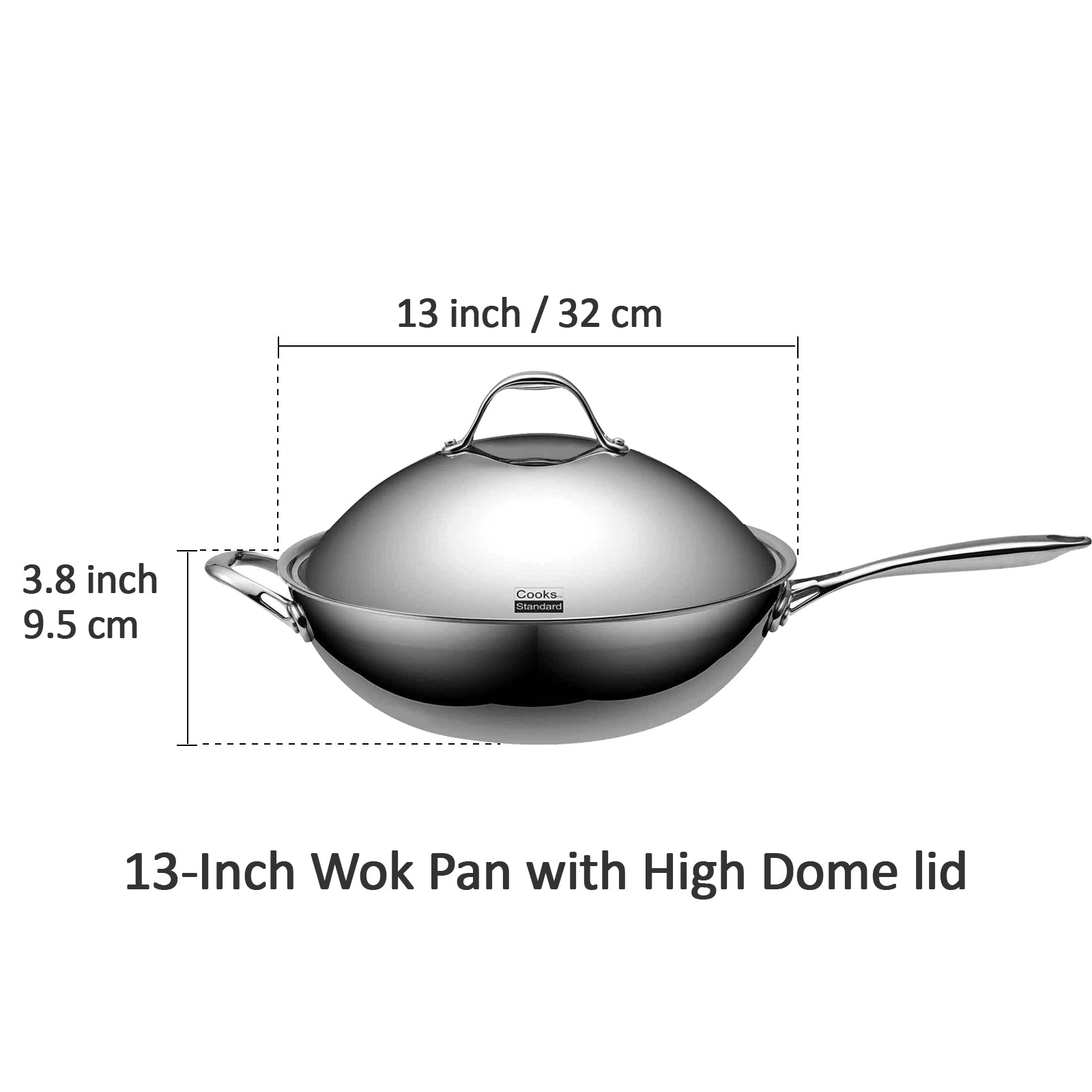 12 in. Multi-Ply Clad Stainless Steel Frying Pan with high dome lid, Silver