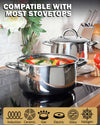Cook N Home 3-Quart Stainless Steel Pot, Small Stock Pot with Glass Lid, Basics Saucier Casserole Stockpot