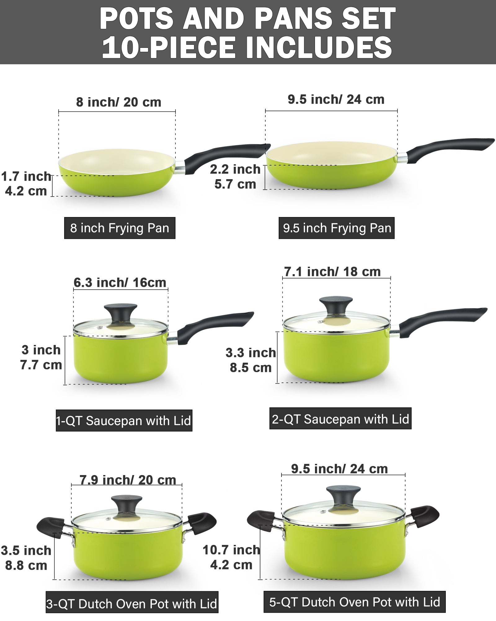  Cook N Home Pots and Pans Set Nonstick, 10 Piece