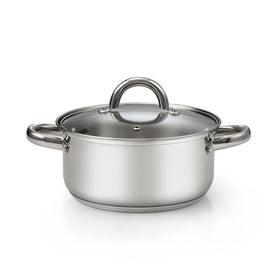 Cook N Home 3-Quart Stainless Steel Pot, Small Stock Pot with Glass Lid, Basics Saucier Casserole Stockpot