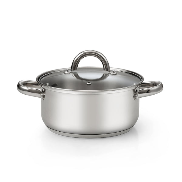Cook N Home 3-Quart Stainless Steel Pot, Small Stock Pot with Glass Lid, Basics Saucier Casserole Stockpot