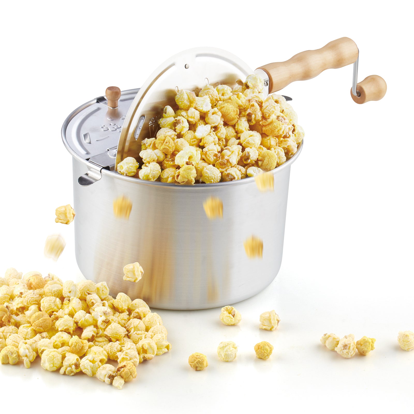 Stovetop Popcorn Maker – 6.5-Quart Popper Pan with Wooden Crank