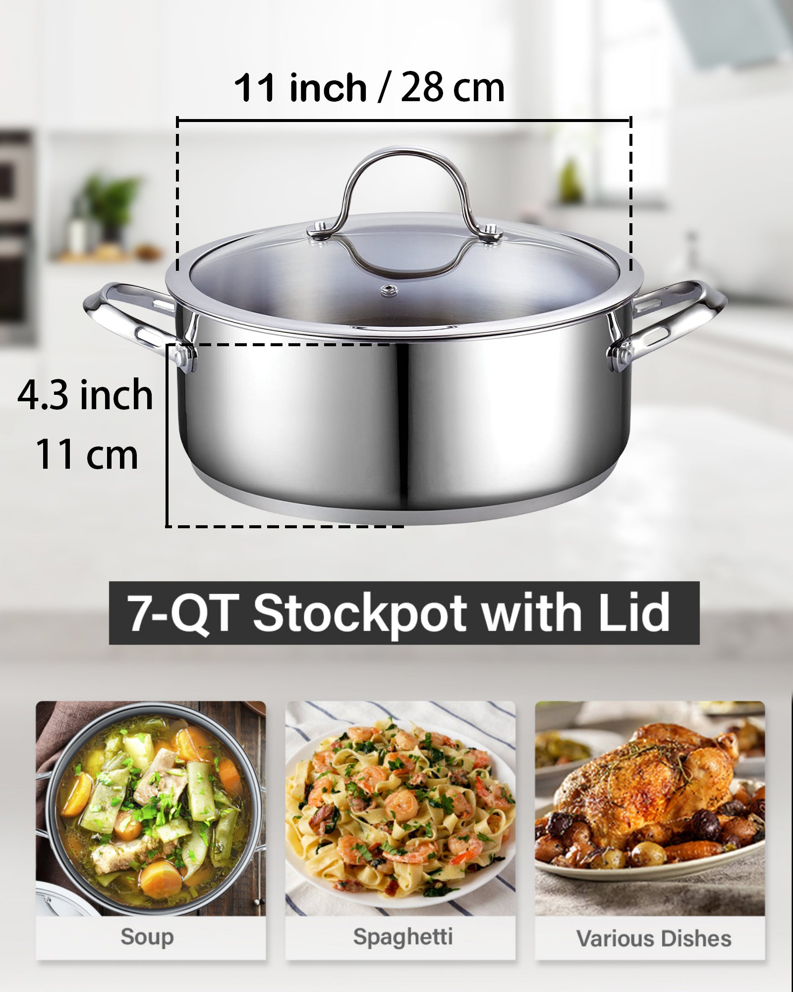 Cooks Standard Stockpot with Glass Lid, 8-Quart Classic Hard Anodized  Nonstick Soup Pot, Black 