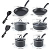 Cook N Home Pots and Pans Set Nonstick Professional Hard Anodized Cookware Sets 12-Piece , Dishwasher Safe with Stay-Cool Handles, Black