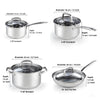 Cook N Home Pots and Pans Set Induction Kitchen Cookware Set Classic Stainless Steel 8-Piece Cooking Set , Silver