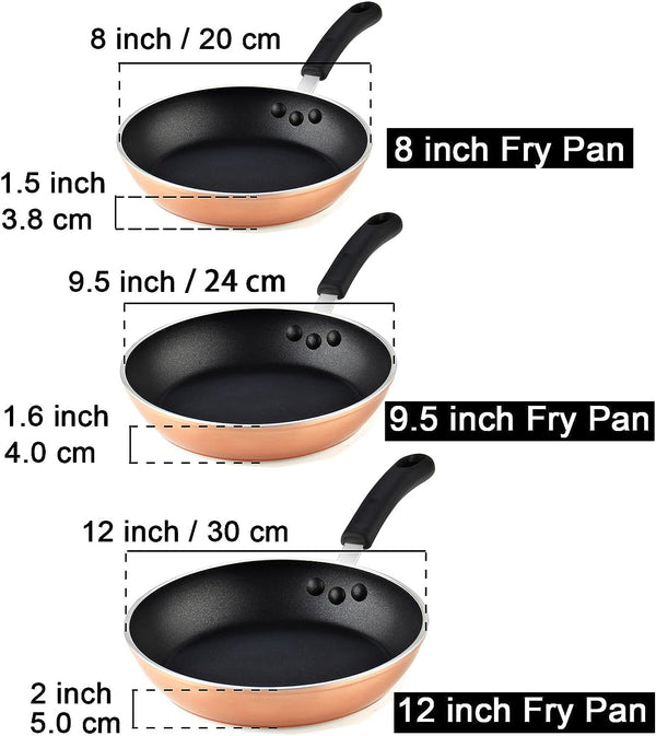 Cook N Home 02613 Nonstick Saute Omelet Skillet 3-Piece Fry Pan Set