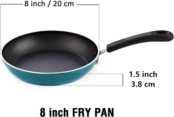 Cook N Home Nonstick Saute Skillet Fry Pan, 8 Inch Kitchen Non-stick Cookware Cooking Frying Pan, Induction Compatible, Turquoise