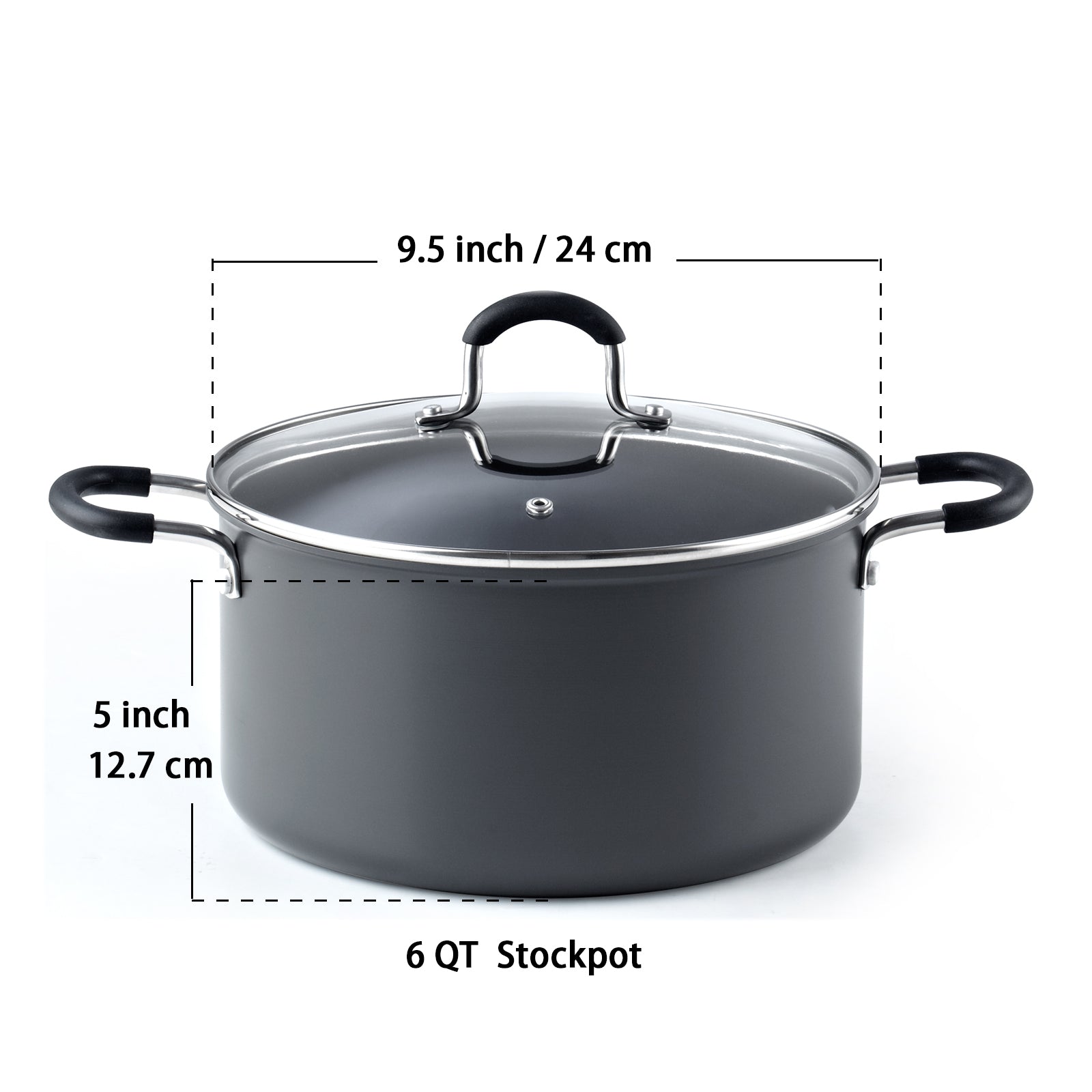 Non Stick Casserole Stockpot Saucepan Cooking Pot Pan Cookware 