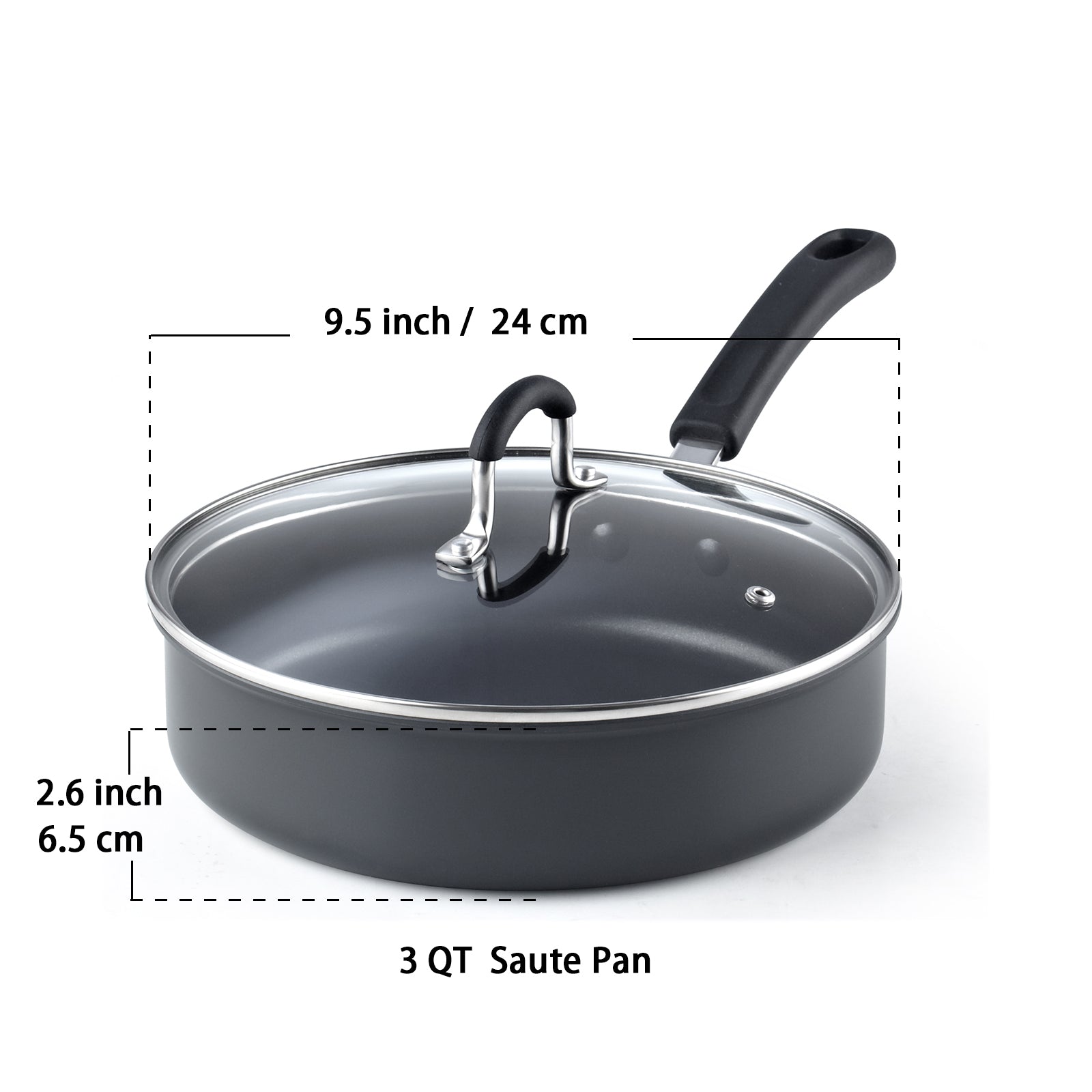 Cook N Home 10.5-Inch/3.5 Quart Nonstick Deep Saute Fry Pan/Jumbo