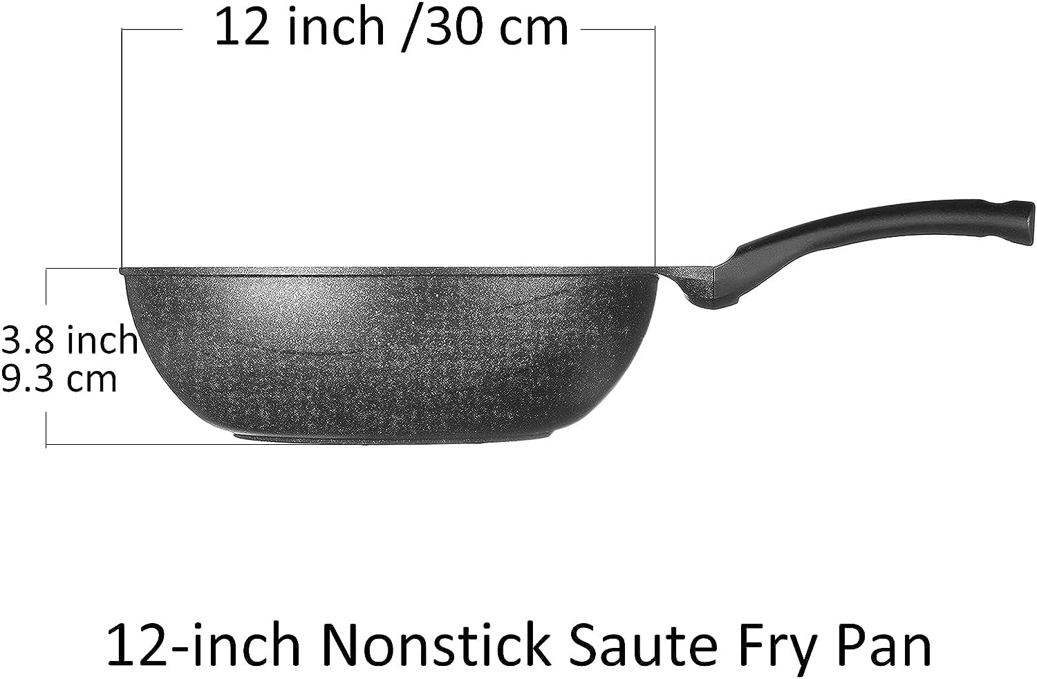 Cook N Home Marble Nonstick Saute Stir Fry Wok Pan 12-inch without Lid