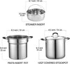 Cook N Home 4-Piece Stainless Steel Pasta Cooker Steamer Multipots, 12 Quart, Silver