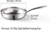 Cook N Home 10 inches Stainless Steel Frying Pan Tri-Ply Clad 18/10 Stainless Steel Skillet Sauté Cooking Fry Pan, Induction Cookware, Silver