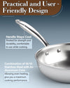 Cook N Home 10 inches Stainless Steel Frying Pan Tri-Ply Clad 18/10 Stainless Steel Skillet Sauté Cooking Fry Pan, Induction Cookware, Silver