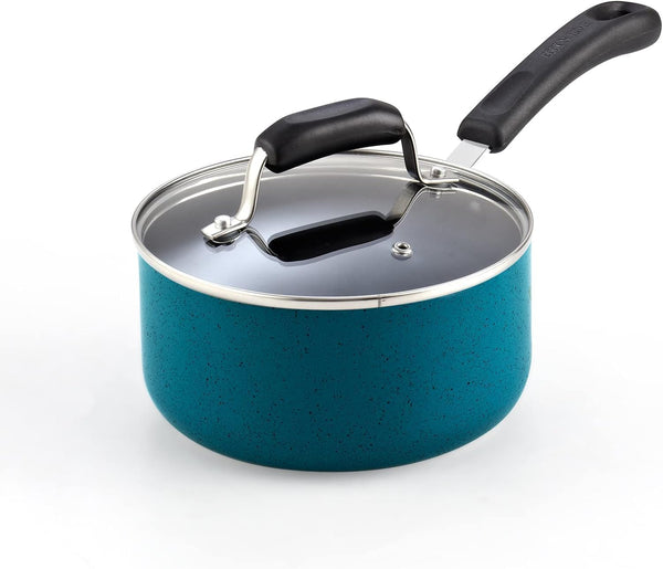 Cook N Home Nonstick Saucepan with Glass Lid 1.5 qt, Non-Stick Cookware Sauce Pan Multi-Purpose Cooking Pot, Induction Compatible, Turquoise