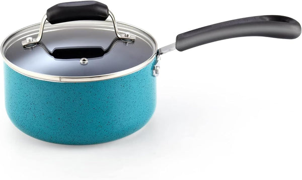Cook N Home Nonstick Saucepan with Glass Lid 2.5 qt, Non-Stick Cookware Sauce Pan Multi-Purpose Cooking Pot, Induction Compatible, Turquoise