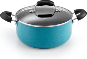 Cook N Home Nonstick Casserole Stew Pot with Glass Lid 3 QT, Non-Stick Cookware Multi-Purpose Dutch Oven Cooking Pot, Induction Compatible, Turquoise