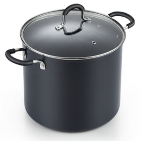 Cook N Home Nonstick Stockpot Soup pot with Lid Professional Hard Anodized 10 Quart , Oven safe - Stay Cool Handles , Black