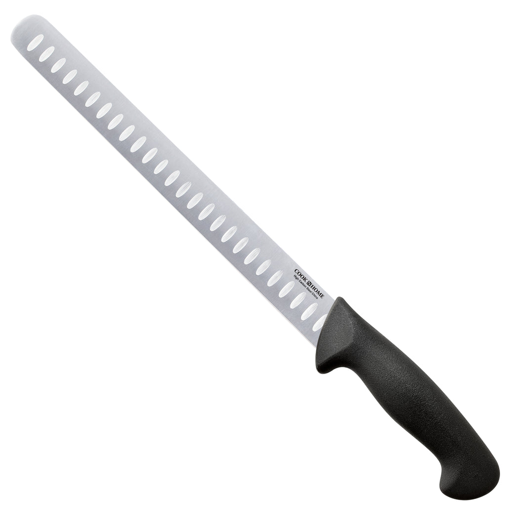 Cook N Home Slicing Carving Knife Roast/Fish Slicer 11-inch, Granton Edge High Carbon Stainless Steel Sharp Kitchen Knife, Ergonomic Handle, Black