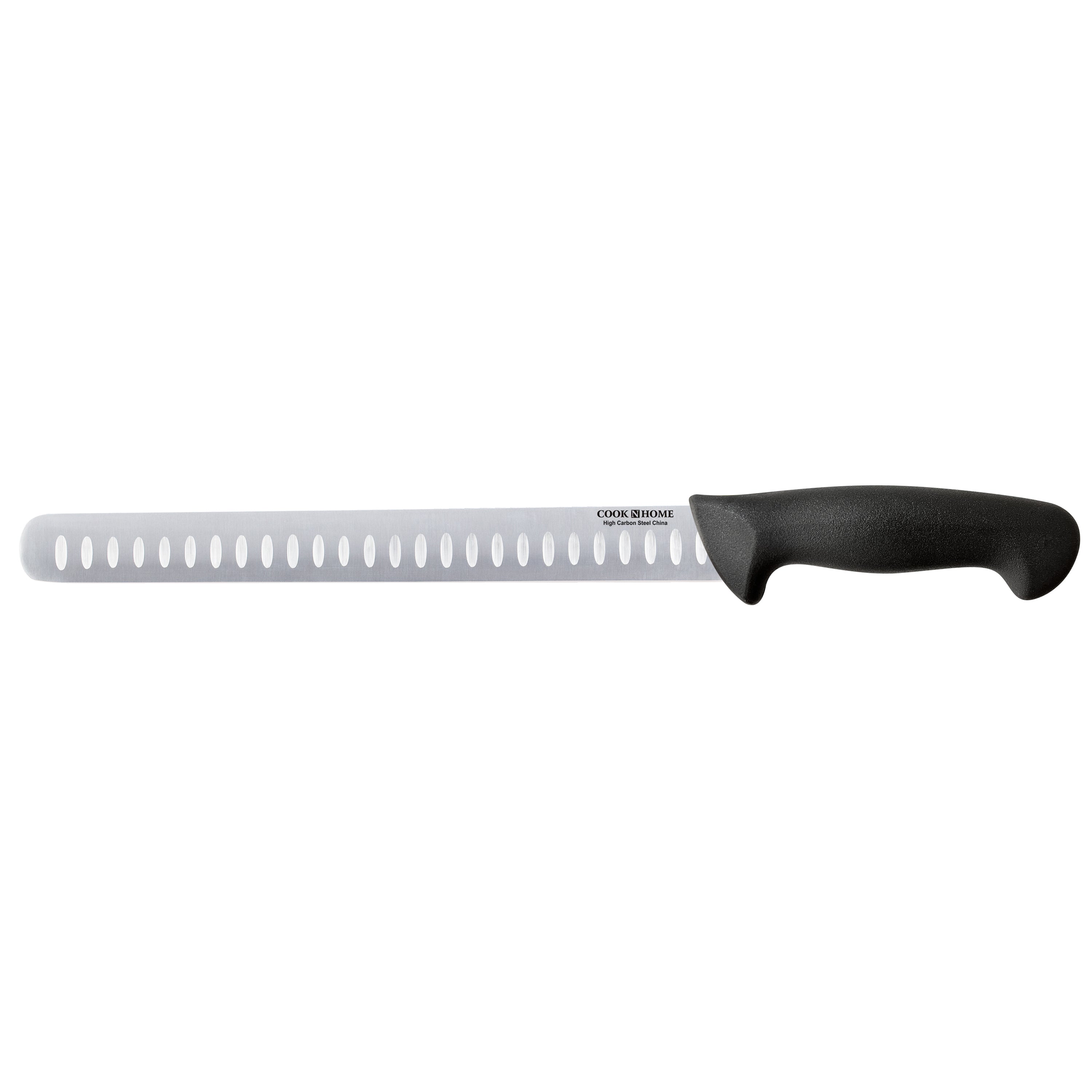 Cook N Home Slicing Carving Knife Roast/Fish Slicer 11-inch, Granton Edge High Carbon Stainless Steel Sharp Kitchen Knife, Ergonomic Handle, Black