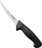 Cook N Home Boning Knife Set 6-inch, High Carbon Stainless Steel Flexible Curved and Straight Stiff Boning Kitchen Knives 2-Piece, Ergonomic Handle, Black