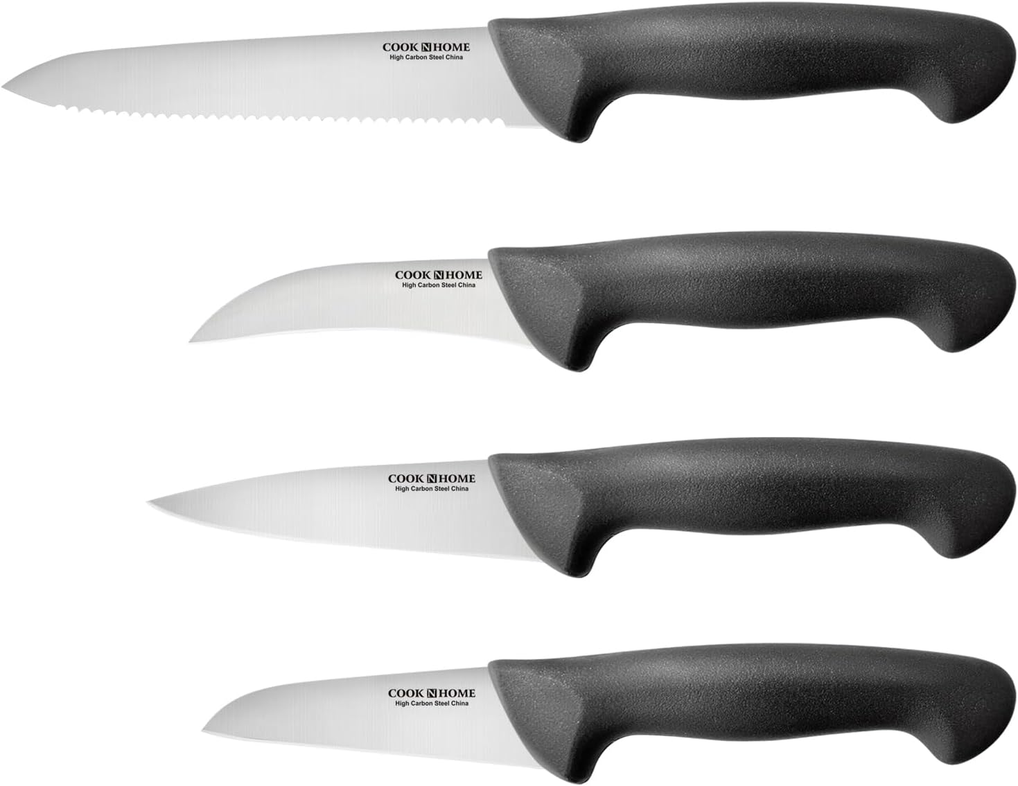  Cook N Home Paring Knife Set 4-Piece, High Carbon German  Stainless Steel Kitchen Knives, Includes-Utility, Paring, Vegetable,  Peeling Knife, Ergonomic Handle, Green : Home & Kitchen