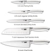 Cooks Standard Kitchen Knife Set Stainless Steel 6-Piece, Forge High Carbon German Blade Steel with Expandable Bamboo Storage Block for Extra Slots, White