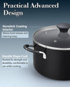 Cook N Home Nonstick Stockpot with Lid 6-QT, Deep Cooking Pot Cookware Casserole with Glass Lid, Black