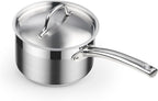 Cooks Standard Saucepan with Lid 18/10 Stainless Steel, 3-Quart Professional Sauce pot Mini Milk Pan, Oven Safe 500â„? Compatible with All Stovetops, Silver