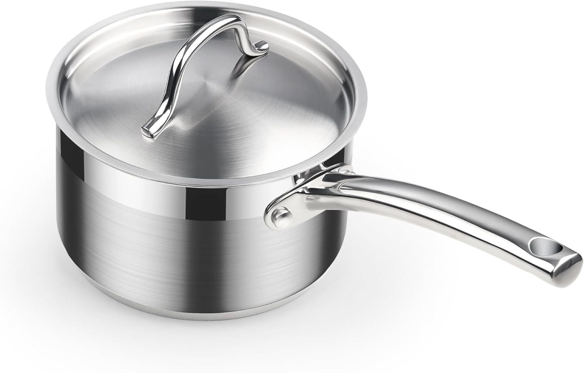 Cooks Standard Saucepan with Lid 18/10 Stainless Steel, 3-Quart Professional Sauce pot Mini Milk Pan, Oven Safe 500â„? Compatible with All Stovetops, Silver