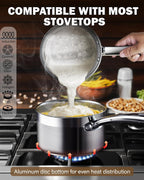 Cooks Standard Saucepan with Lid 18/10 Stainless Steel, 3-Quart Professional Sauce pot Mini Milk Pan, Oven Safe 500â„? Compatible with All Stovetops, Silver