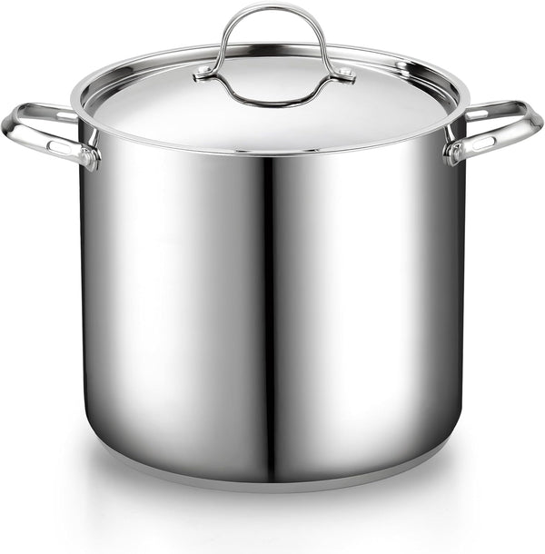 Cooks Standard 18/10 Stainless Steel Stockpot 20-Quart, Classic Deep Cooking Pot Canning Cookware with Stainless Steel Lid, Silver