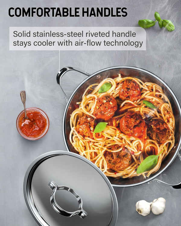 Cooks Standard 18/10 Stainless Steel Stockpot 20-Quart, Classic Deep Cooking Pot Canning Cookware with Stainless Steel Lid, Silver