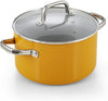 Cook N Home Non Stick Stock Pot with Lid, 6-Quart Hard Anodized Healthy Ceramic Nonstick Gumbo Pasta Pot, Induction Cookware Stockpot for Cooking, Canning, Sauce, Ollas para Cocina, Yellow