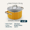 Cook N Home Non Stick Stock Pot with Lid, 6-Quart Hard Anodized Healthy Ceramic Nonstick Gumbo Pasta Pot, Induction Cookware Stockpot for Cooking, Canning, Sauce, Ollas para Cocina, Yellow