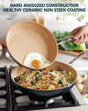 Cooks Standard Hard Anodized Nonstick Frying Pan Set, 8-inch/9.5-inch/11-inch Ceramic Non Stick Skillets, 3-Piece Induction Cookware Egg Omelette Pan, Oven Safe, Black & Apricot