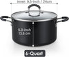 Cook N Home 6-Quart Nonstick Stockpot with Lid, Professional Granite Stock Pot Non Stick Soup Gumbo Pasta Cooking Pot with Silicone Handle, Heavy Gauge Aluminum Induction Cookware, Marble