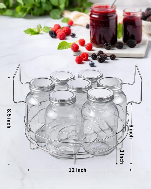 Cook N Home 12-inch Canning Rack, 2 Pack, Stainless Steel Steamer Canning Jar Rack, Kit for Regular Wide Mouth Mason Jars Ball Jars Holds 8 Pint or 7 Quart Jars