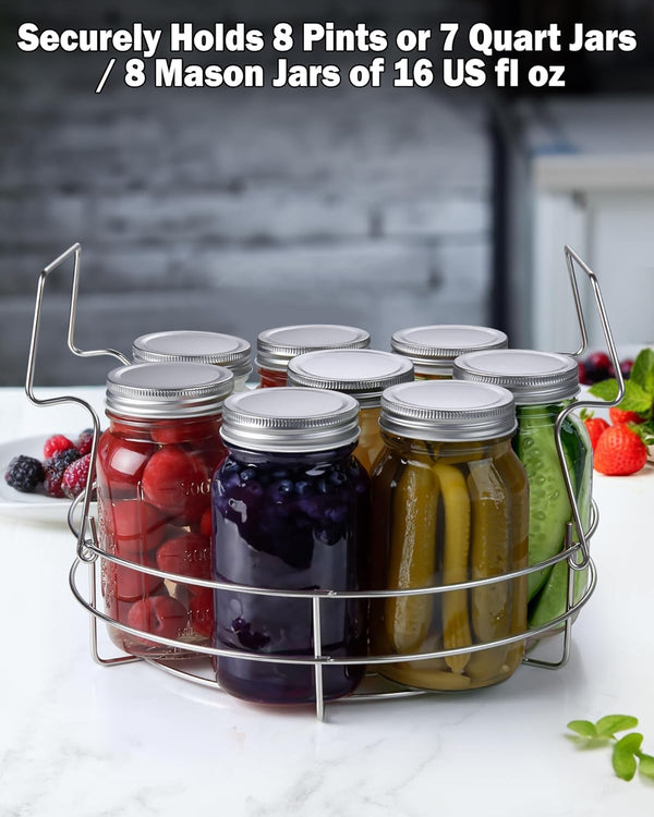 Cook N Home 12-inch Canning Rack, 2 Pack, Stainless Steel Steamer Canning Jar Rack, Kit for Regular Wide Mouth Mason Jars Ball Jars Holds 8 Pint or 7 Quart Jars