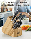 Cooks Standard Bamboo Knife Storage Block without Knives, 20 Slot Universal Knife Holder Countertop Butcher Block Knife Stand for Easy Kitchen Storage