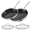 Cooks Standard Hybrid Nonstick Frying Pan, 8-Inch Skillet, Multi-Ply Clad Stainless Steel Fry Pan with Tempered Glass Lids, Oven Safe, Compatible with All Stovetops