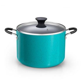 Cook N Home Nonstick Stockpot with Lid 8-Quarts, Professional Cooking Soup Pot, Canning Cookware, Turquoise