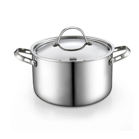 Cooks Standard Multi-Ply Clad Stainless Steel Stock Pot, 4-Quart Pasta Cooking Soup Pot with Lid, Deep Stockpot Induction Cookware