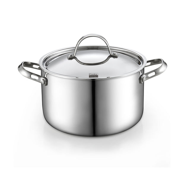 Cooks Standard Multi-Ply Clad Stainless Steel Stock Pot, 6-Quart Pasta Cooking Canning Pot with Lid, Deep Stockpot Induction Cookware