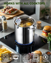 Cook N Home Deep Fryer Pot, 5-Quart Japanese Tempura Deep Frying Pot, 304 Stainless Steel with Temperature Control and Oil Drip Rack and Glass Lid, for Kitchen French Fries, Chicken etc