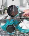 Cook N Home Non Stick Sauce Pan, 2 Quarts Saucepan with Glass Lid, Nonstick Small Multi-purpose Pot, Milk Chocolate Aluminum Cooking Pot Pan with Stay-Cool Handle, Turquoise